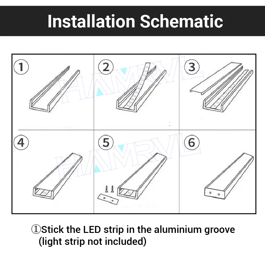0.5M 2-30pcs Led Aluminum Profile Channel Diffuser Holder U Shape Black/silver image 5