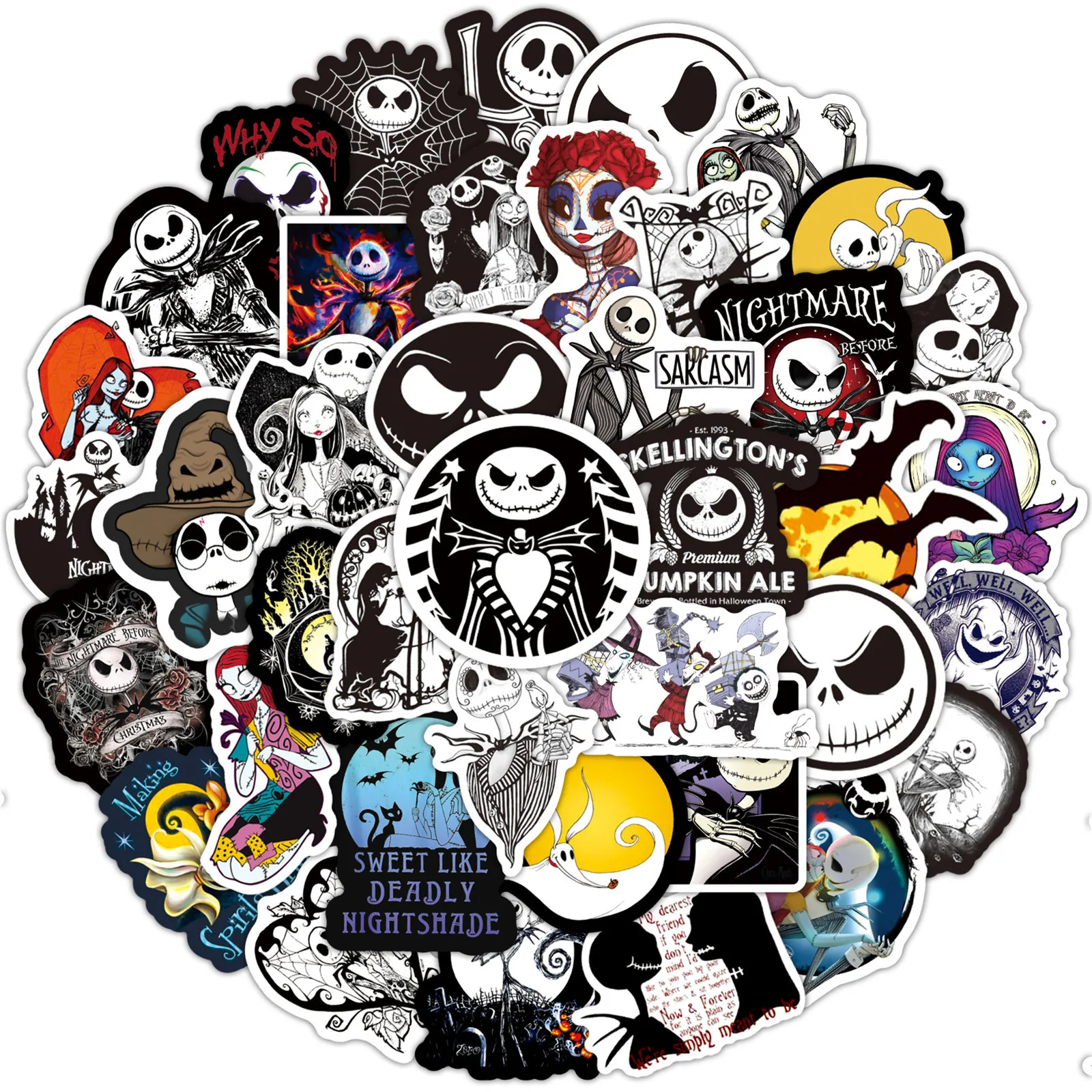 Disney Jack Skellington Stickers Waterproof Skateboard Motorcycle Guitar Luggage Laptop Bicycle Skateboard Sticker Kids Toys