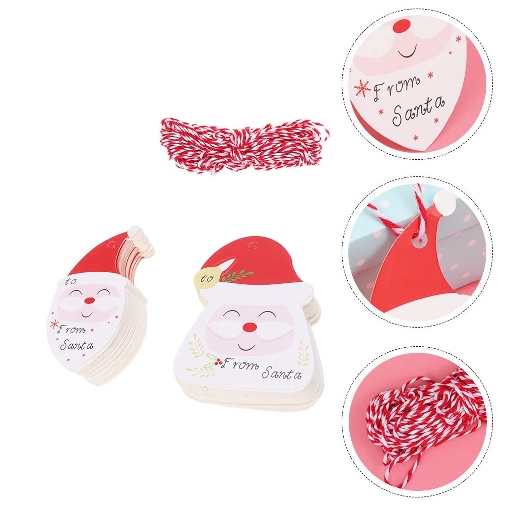 200개 크리스마스 산타 크래프트 종이 태그 크리스마스 트리 장식 선물 포장 축제 카드 크리스마스 태그