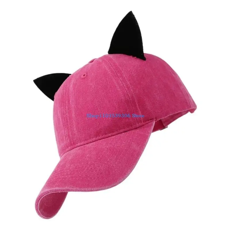 قبعة بيسبول قابلة للتنفس 400A للنساء والفتيات وآذان القطط قابلة للتعديل للجنسين #3