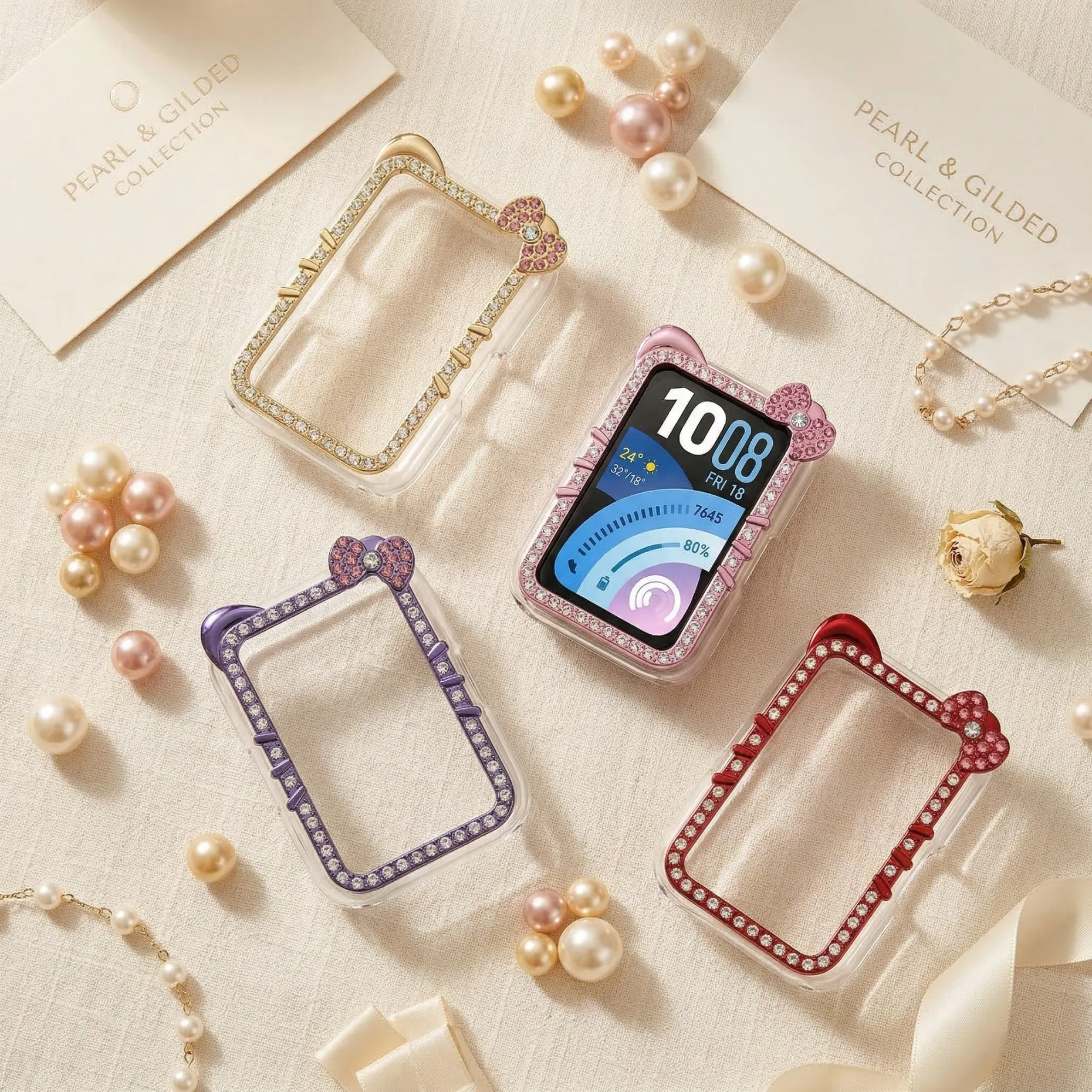 Diamond Hollow Case for Huawei Band 11 Protector Bumper Frame shell Watchcase Screen Anti-scratch Cover Decorate Accessories