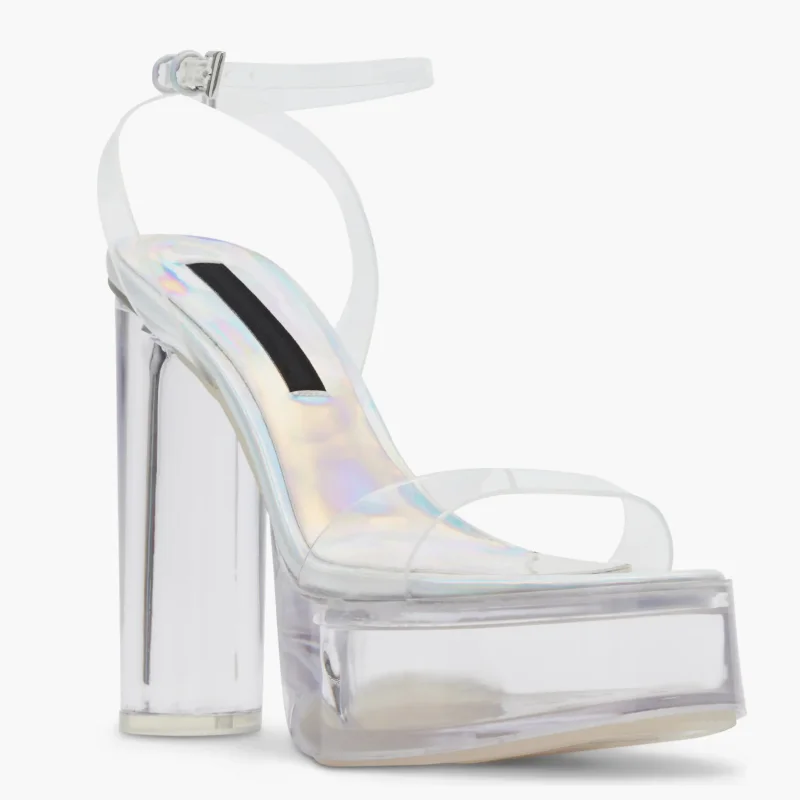 

Muffin Thick Bottom Crystal Clear With Waterproof Platform Wear A Line Buckle Transparent Piece Chunky Sandals