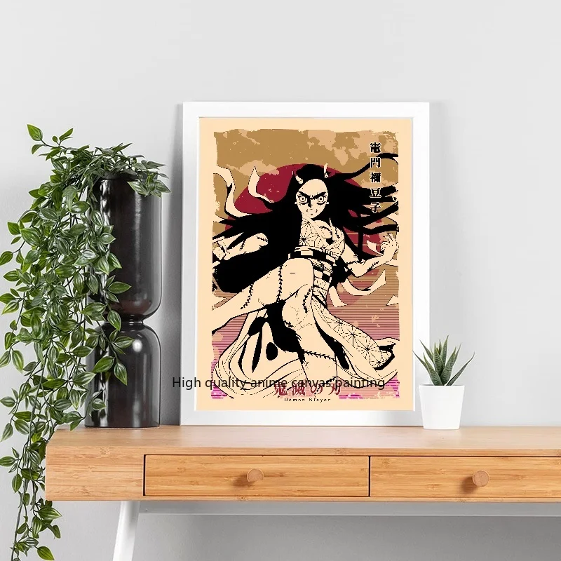 Demônio Slayer Anime Poster para Wall Art, Kimetsu No Yaiba, Retro Picture Print, Pintura da lona, Home Room Decor, estética, Wall Art