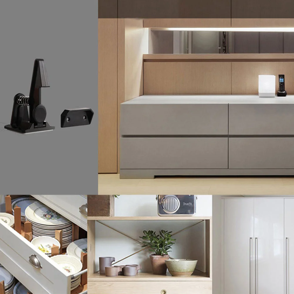 12 زوجًا من أقفال مقاومة للأطفال للخزائن والأدراج وأقفال أمان للأطفال ومزالج خزانة لاصقة سوداء لحماية حمام المطبخ للأطفال #3