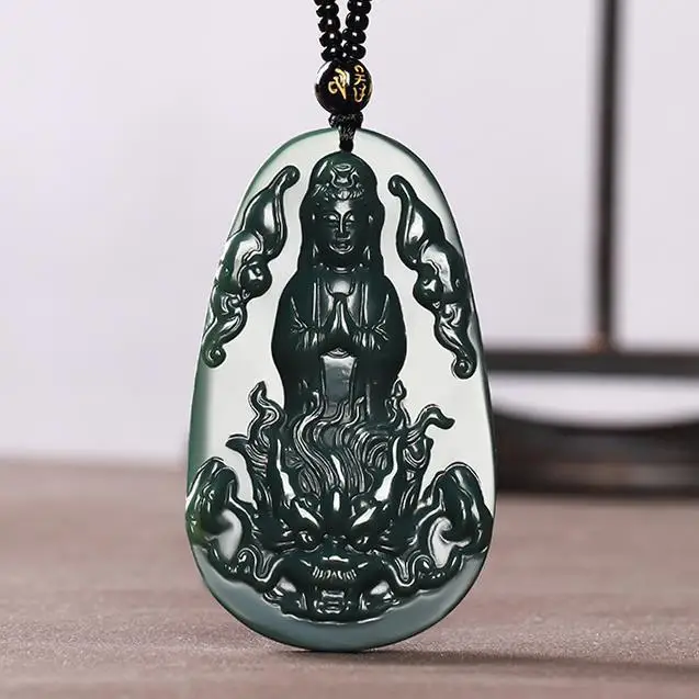 

Natural hetian jade carve Guanyin Patronus pendant Bless peace necklace jewellery fashion for women men lucky gifts