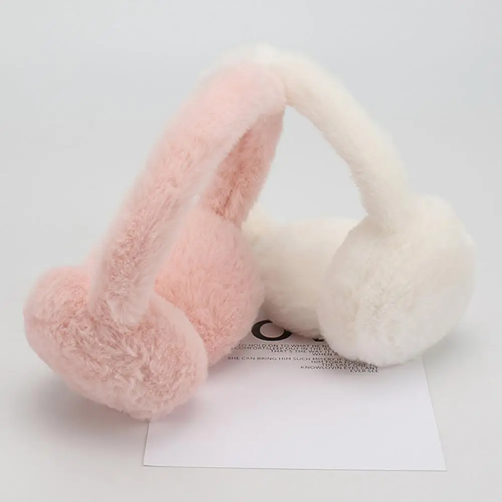 Soft Earmuffs Soft Furry Winter Earmuffs for Women Girls Adjustable Outdoor Ear Warmers with Foldable Design Solid Color