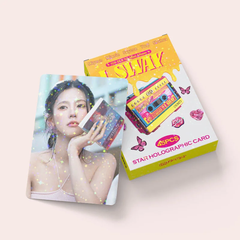 45pcs/set GDILE New Album LOMO Card Laser Card I SWAY Photo Card Glitter Card  Yuqi Shuhua Meiyan Postcard Holographic Card