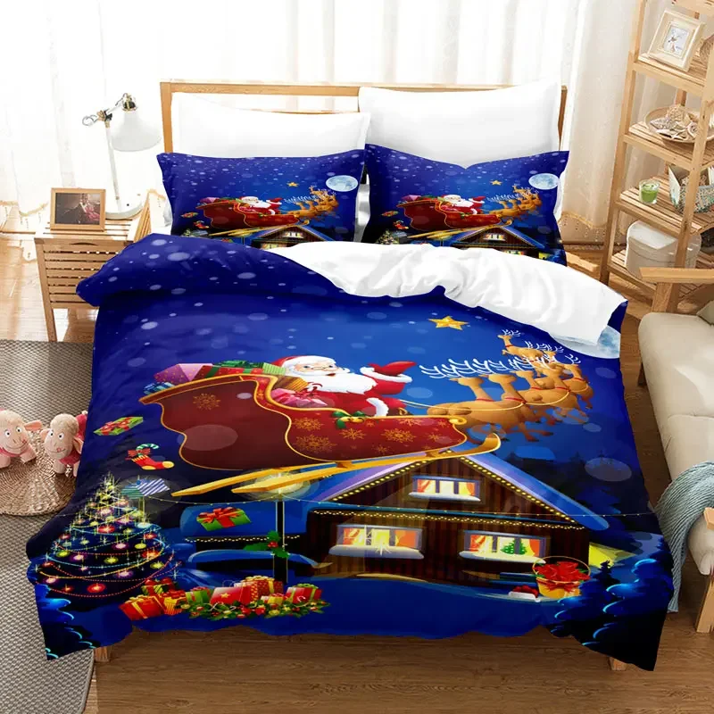 3D Christmas Print Quilt Cover Bedding Set Duvet Comforter Pillow Case Bed Linen Twin Queen King Double Full Single 3PCS Bedroom