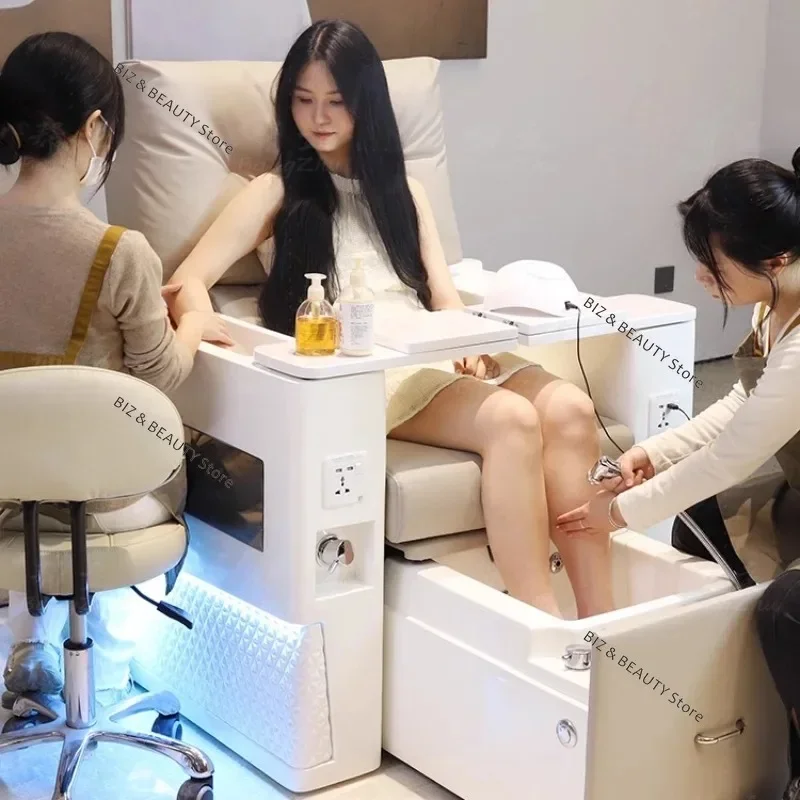 E182 Luxury Electric Manicure Table Multi-functional Sofa Manicure Eyelash Manicure Table Foot Bath Massage Furniture