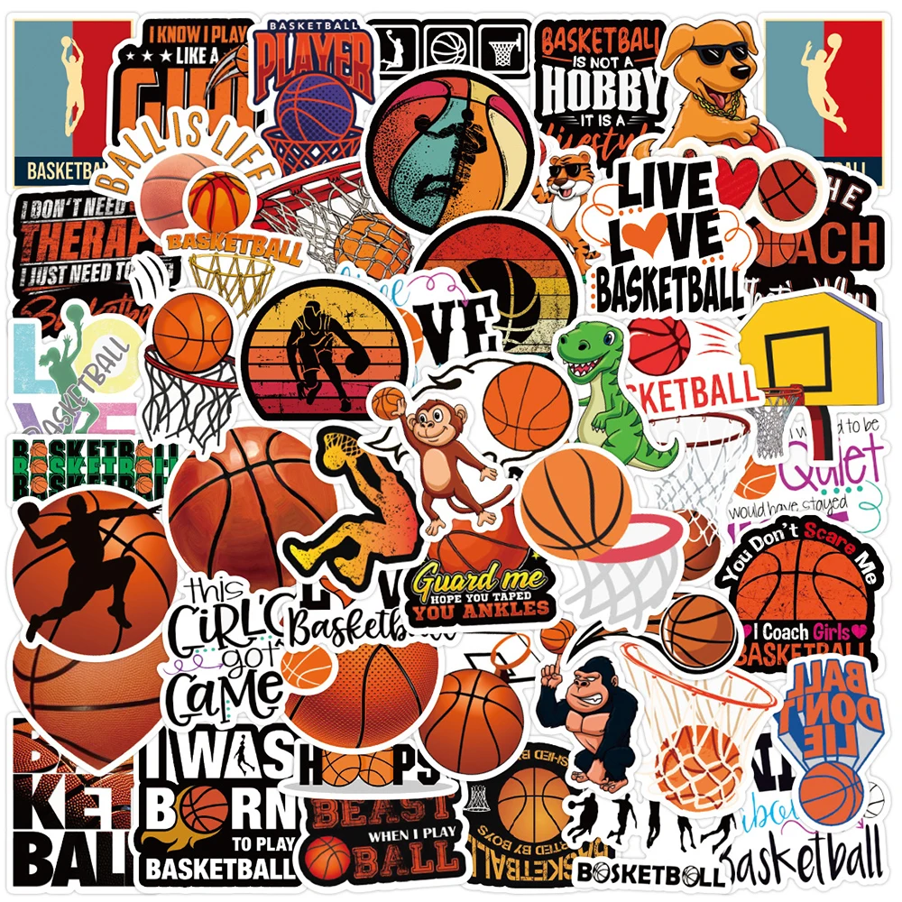 10/30/50Pcs Basketball Sports Stickers Waterproof PVC For Graffiti Laptop Luggage Motorcycle Refrigerator Skateboard Classic Toy