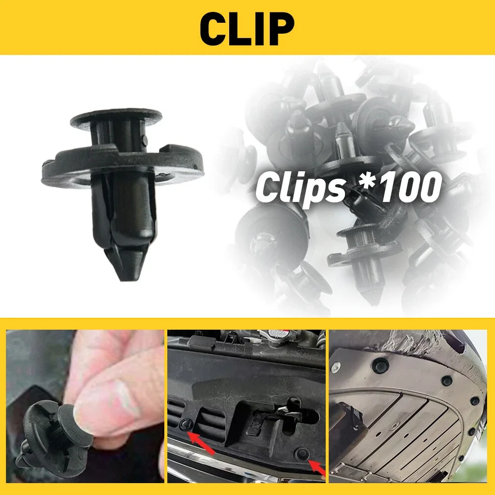 

100X 8mm Plastic Rivet Trim Clips For Bumpers Splashguards Fit Nissan 0155309321 Interior Accessories