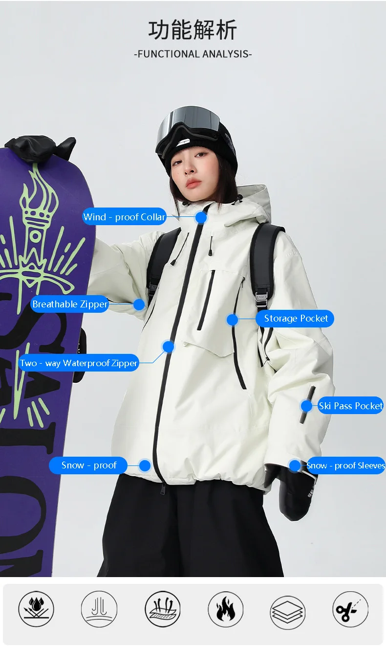 SEARIPE 2025, Winter-Neue warme Herren- und Damen-Skijacke, wasserdicht, atmungsaktiv, Snowboardmantel, Outdoor-Sport, Schneejacke – Detail 4