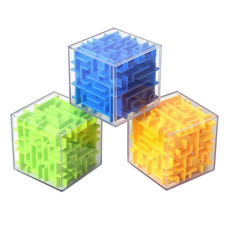 8x8cm 3D Magic Maze Toy Transparent Six-sided Puzzle Speed Cube Rolling Ball Magic Cubes Maze For Kids Early Educational Games