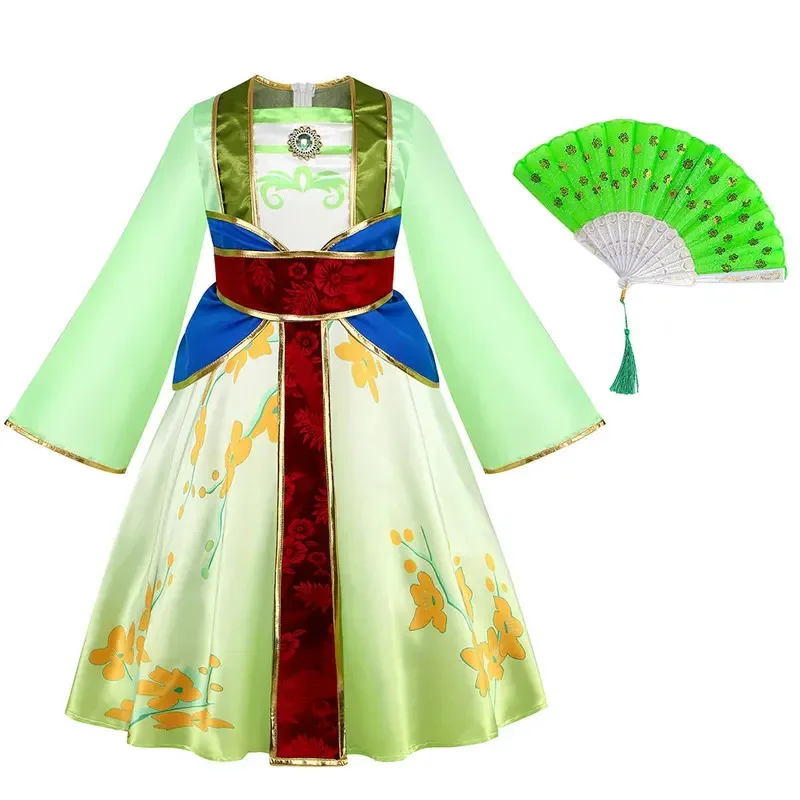 

Children Halloween Costume Girls Heroine Princess Hua Mulan Dress Hanfu Party Outfits