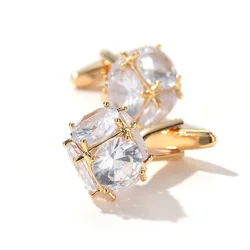 New Luxury Men's Unisex Cufflinks Zirconium Copper French Shirt Buttons Business Banquet Wedding High-end Cufflink Jewelry Gifts