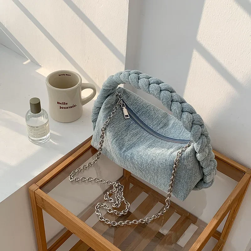 Hand-woven handbag fashion chain messenger bag women\'s versatile denim handbag fashion bag for women handbags for women