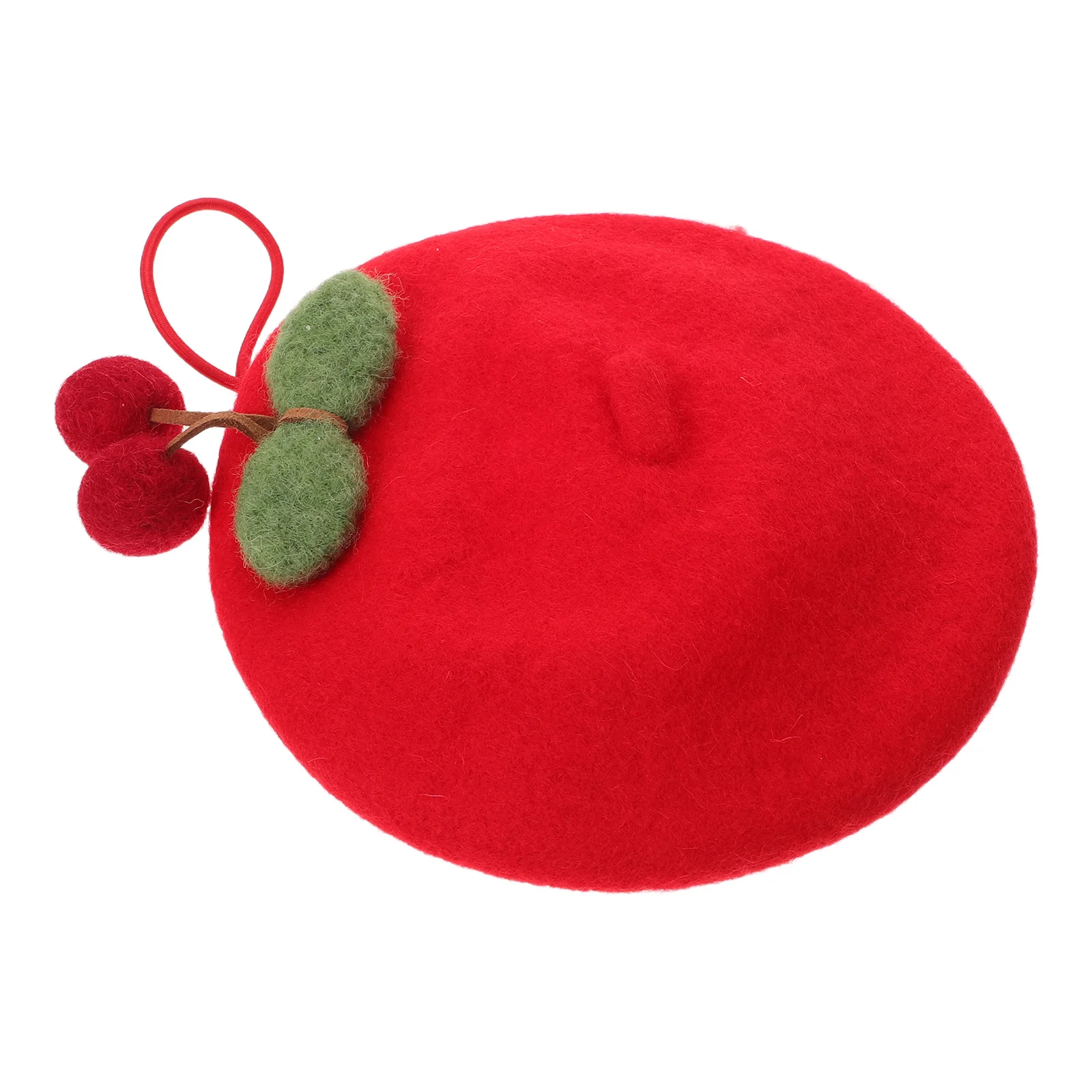 

Pet Beret Hat Adorable Cherry Fleece Cap Breathable Comfort Small Dogs Cats Summer Outdoor Wear Dog Beret Hat Cat Headgear