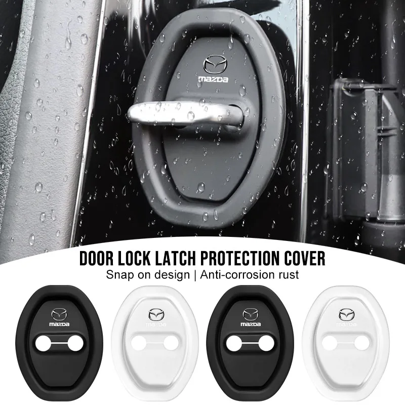 4pcs Car Door Lock Cover Silicone Protector for Mazda ATENZA 2 3 6 R360 RS CX-3 CX-5 CX-8 MX-30 MX-5 BT-50 Wheel Center Caps