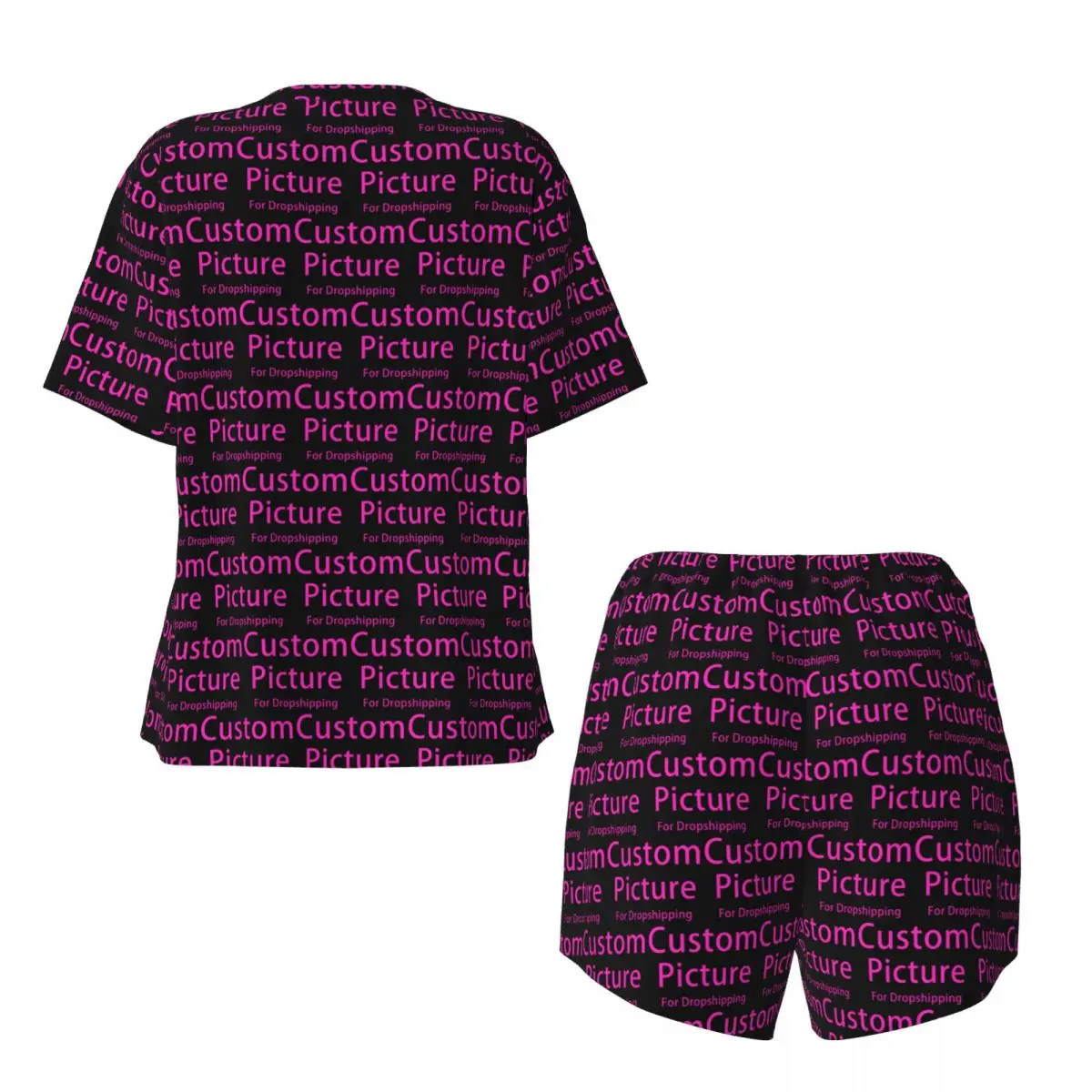 Custom Personalized Custom Photo Logo Pajama Sets Women 2 Piece Customized DIY Print Short Sleeve Pjs Shorts Sleepwear 5