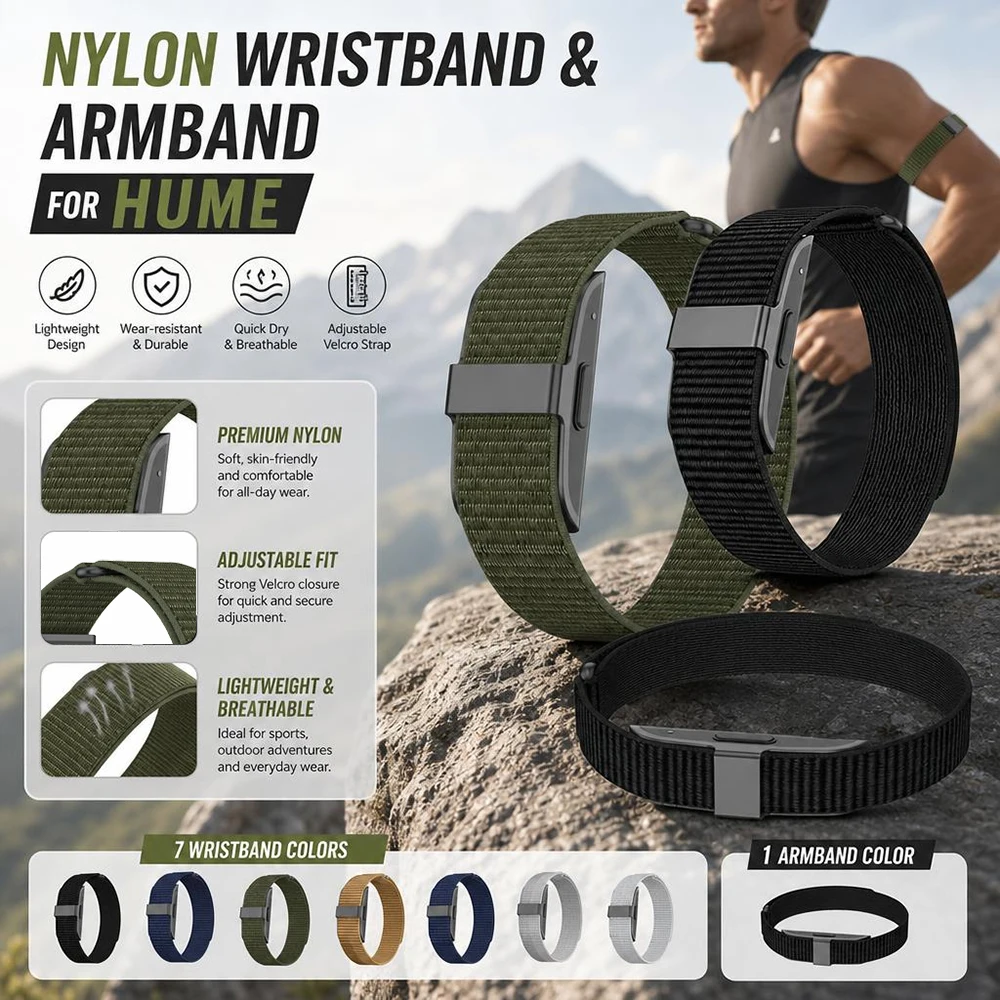 Replacement Sport Nylon Loop Compatible with Hume Band Soft Breathable Wrist/Bicep Band for HUME Strap Accessories For Hume