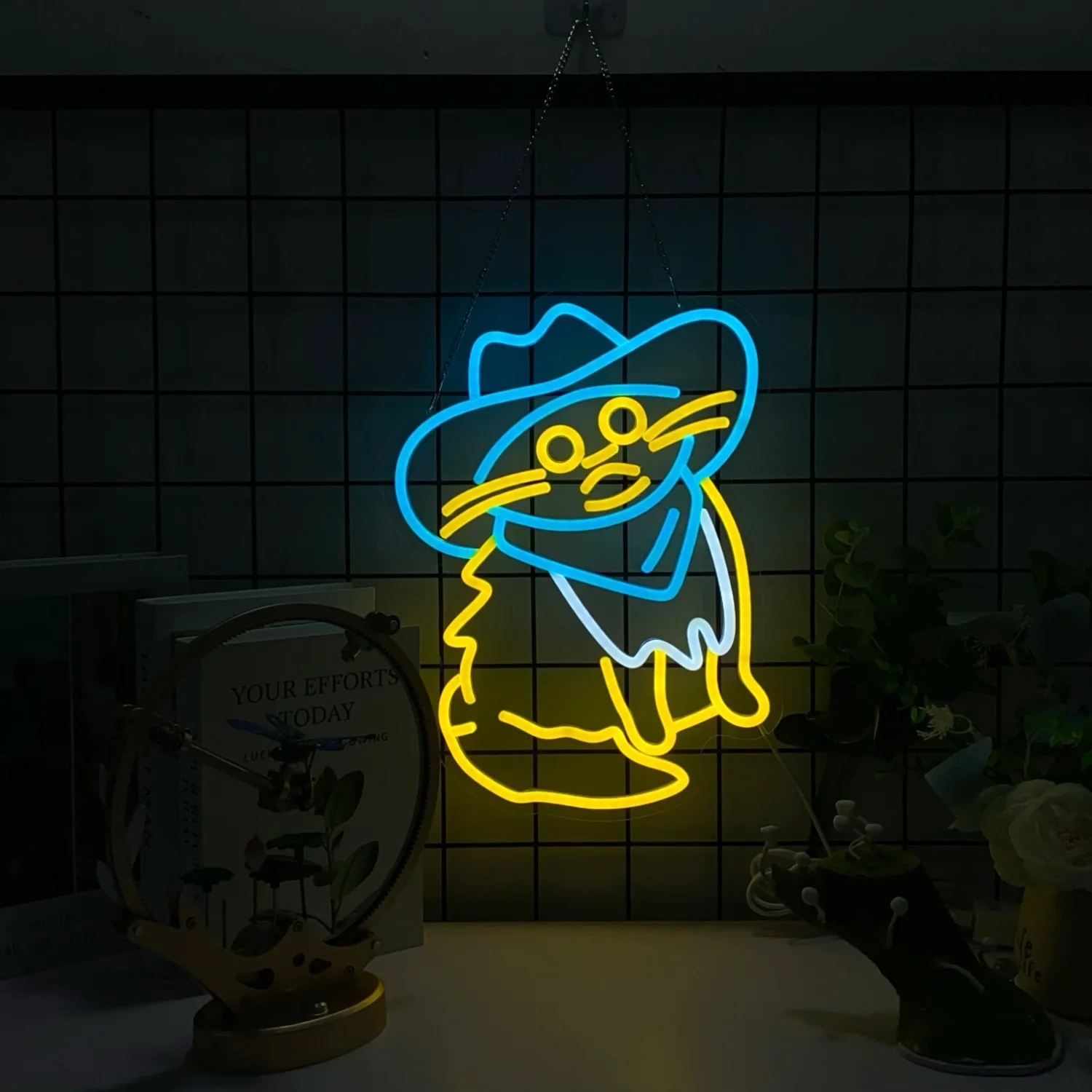 Letrero de neón LED regulable para habitación de niños, cartel de Anime, regalo Art Deco para boda, cumpleaños, fiesta familiar, Cool Cowboy Cat,