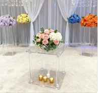 Tall Wedding Flower Stand Acrylic Columns Clear Pillar Decorative Vases Rectangular Wedding Centerpiece Event Party Christmas