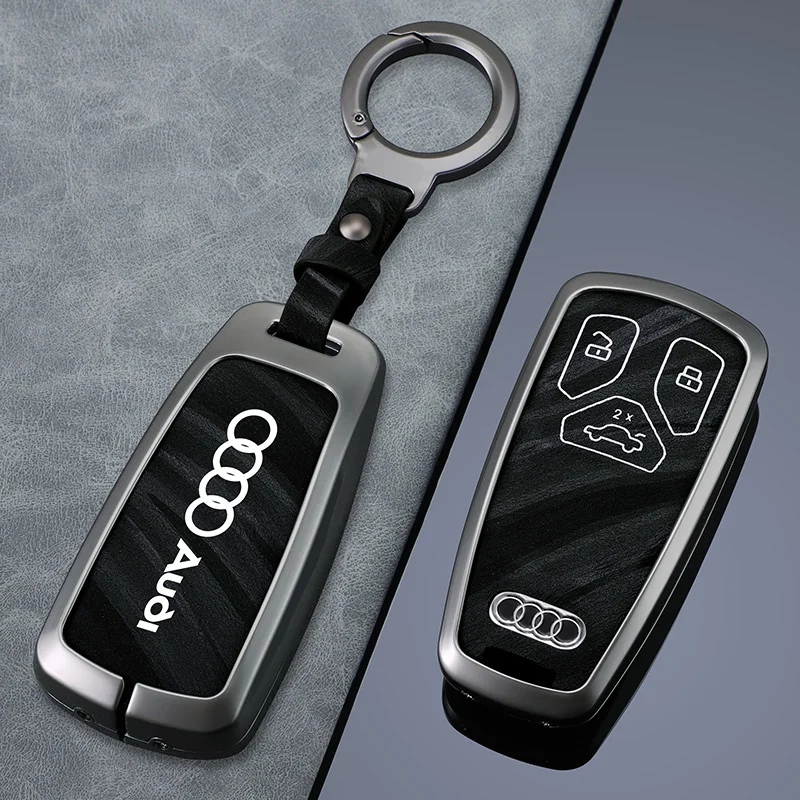 

Leather Car Key Case Cover For Audi A1 A3 A4 A5 A6 A7 A8 B9 Quattro Q3 Q5 Q7 TT TTS 8S 2009-2017 Protector Shell Car Accessories