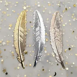 Retro Leaf shape Page markers Book darts Students Stationery Metal Feather Bookmark