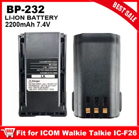 ICOM 워키토키 IC-F26 양방향 라디오용 BP-232H 리튬 이온 배터리, 추가 배터리 BP-232N 업그레이드 BP-232 H, 2000mAh, 7.4V
