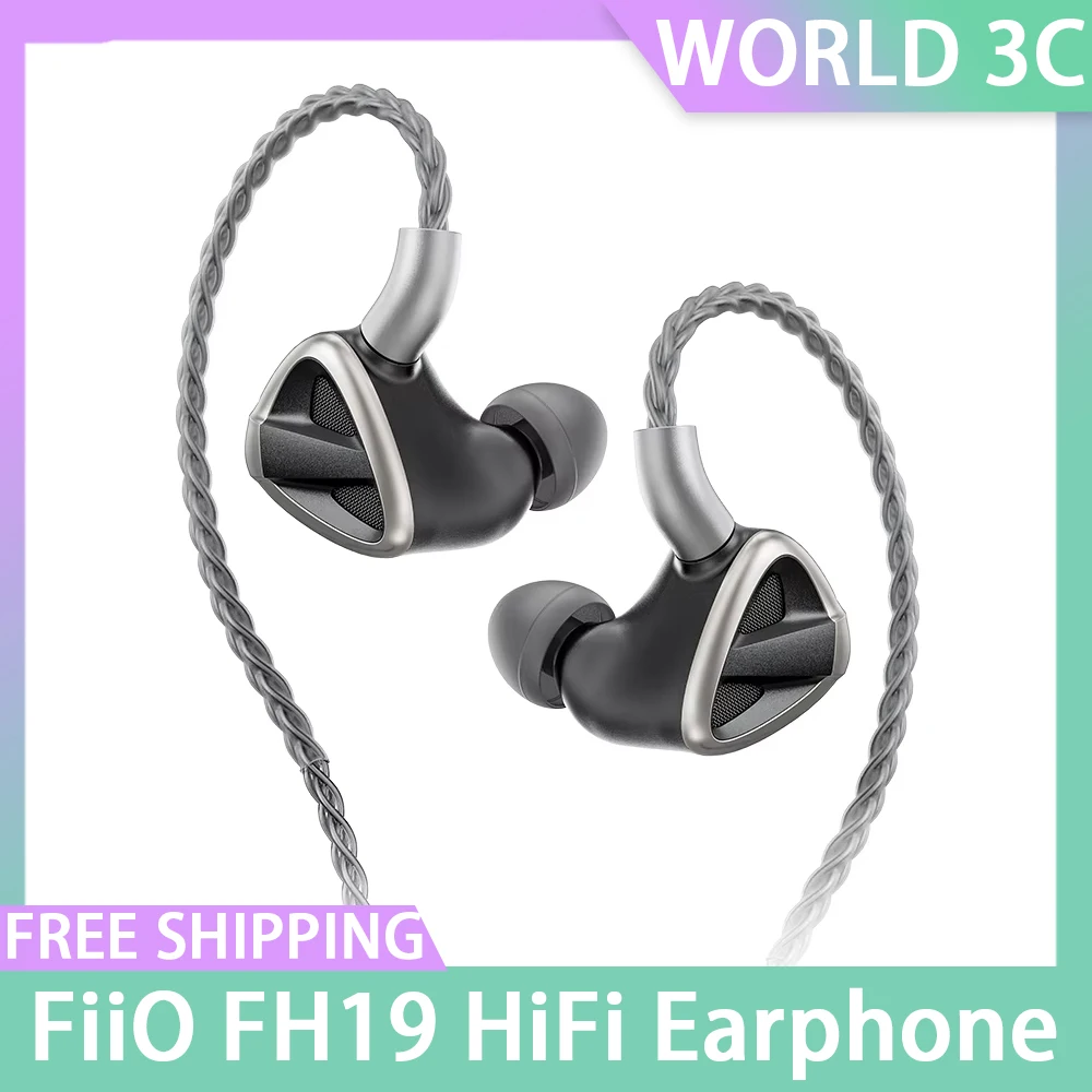 FiiO FH19 HiFi Earphone 2 Dynamic 6 BA Hybrid Driver IEM Detachable MMCX Headphone Cable for Musician Audiophile Earbud Custom