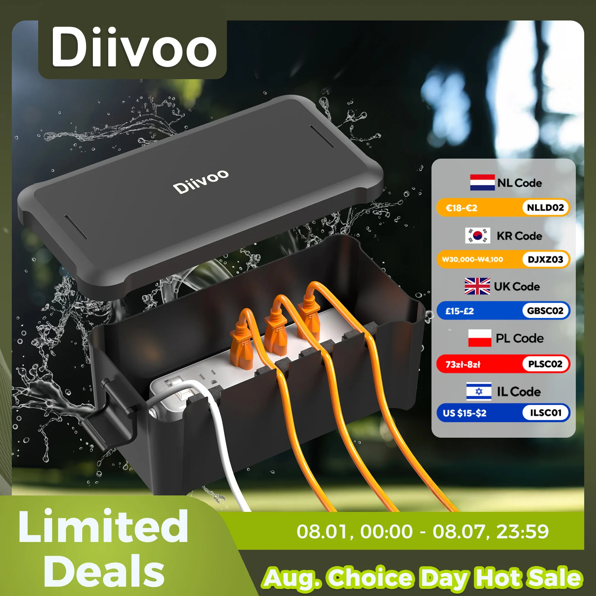 Diivoo – boîte électrique étanche d'extérieur, boîtier de prise de connexion de câble extérieur pour minuteries, fils d'extension, jardin de vacances