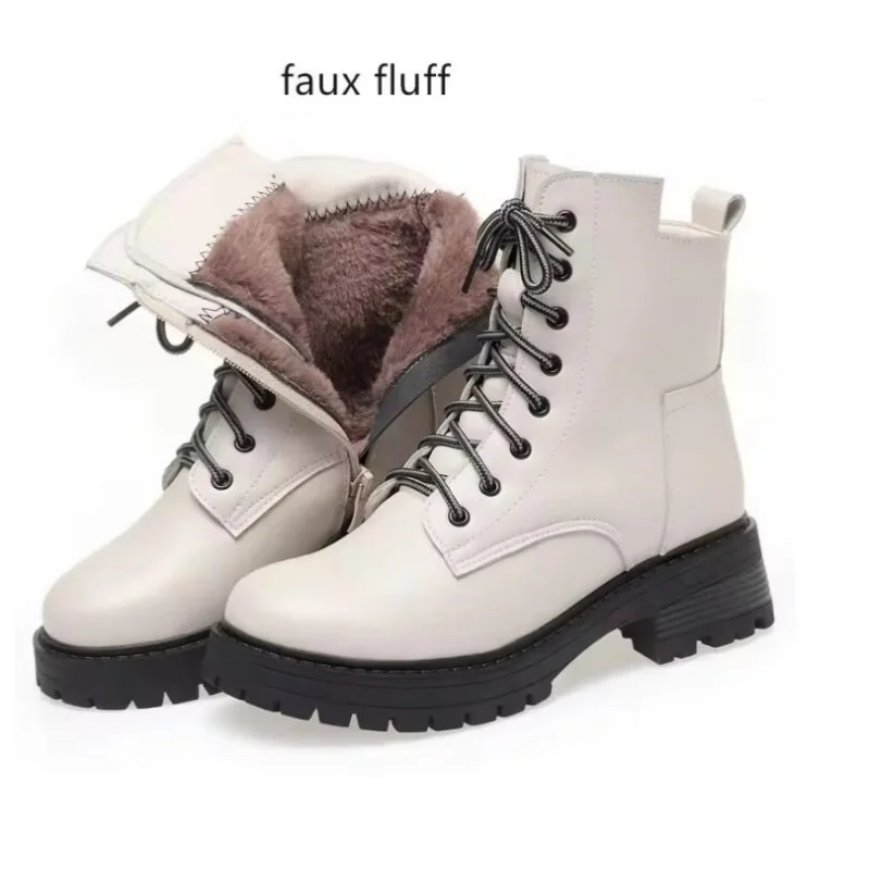 

2025 Women Boots female winter Large Size Non-slip Women's Snow Boots Genuine Leather Warm Women Ankle Boots