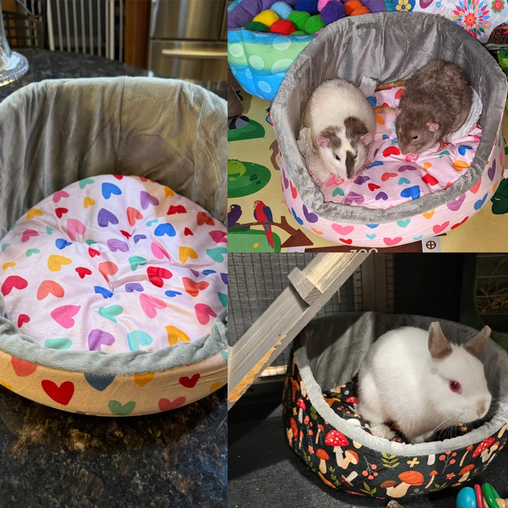 Meerschweinchen-Bett Weiches Kaninchenbett mit Dicker Abnehmbarer Matte Maschinenwaschbares Gemütliches Meerschweinchen-Haus für Hasen Rundes Schalenbett – Detail 10