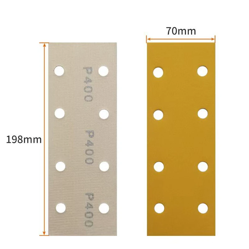 50pcs 70x198mm Abrasive 8-hole Dust-free Strip Anti-stick Sandpaper 80-400 Scrub Used For Milka Sander Sandpaper