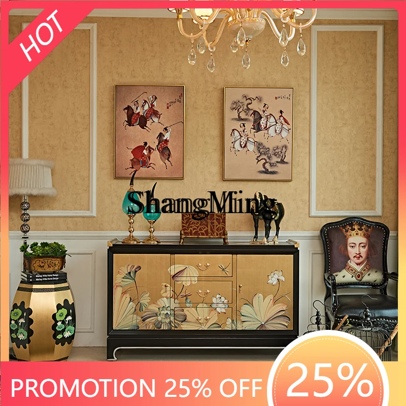 

SM lotus flower new Chinese style living room entrance decorative dining side cabinet entrance storage shoe cabinet