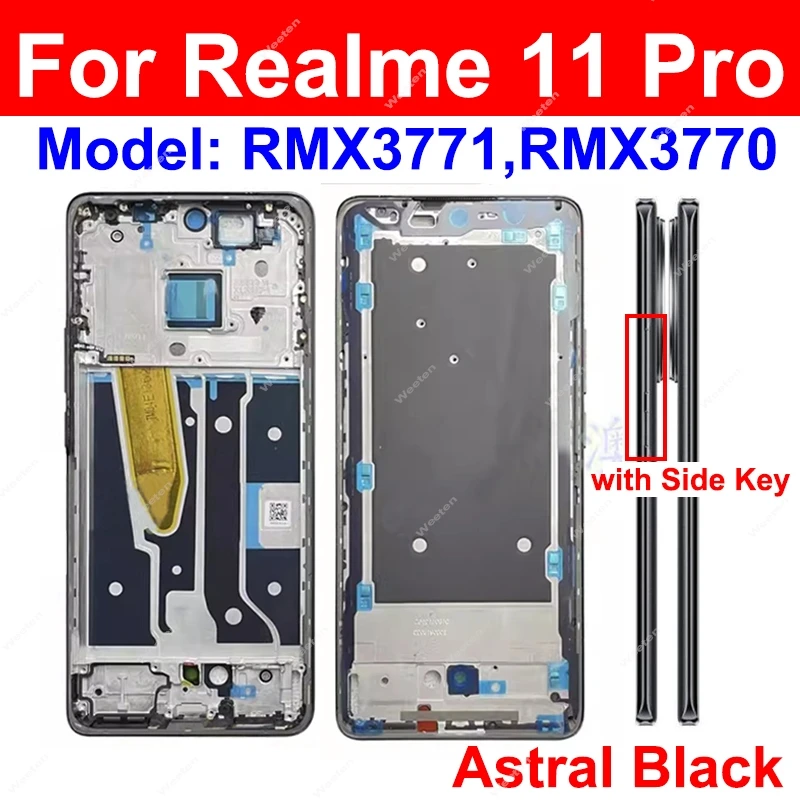 For Realme 11 Pro 11Pro+ Plus Middle Housing Frame Holder Bezel Cover with Side Button Parts