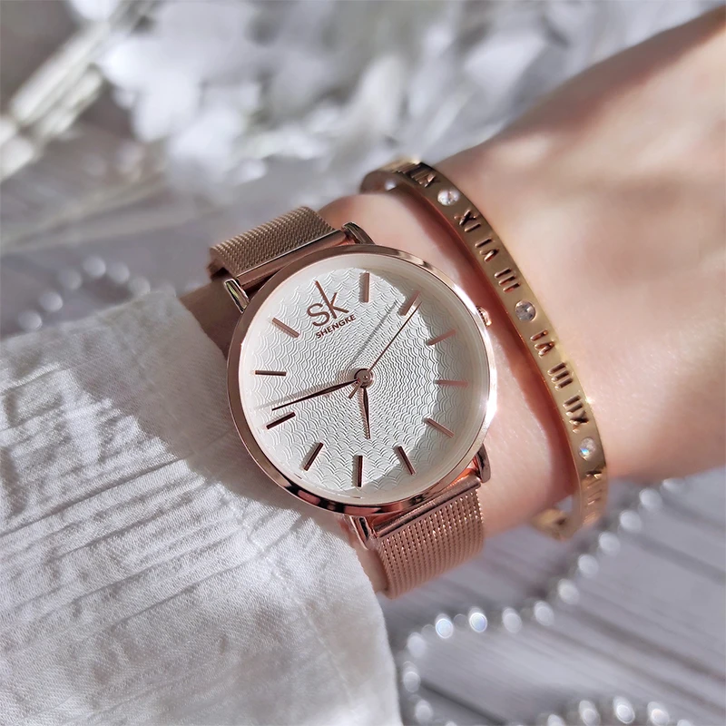 Rosegold Relogio Feminino Fashion Classic Watch For Women Adjustable Stainless Mesh Band Japanese Quartz Movement Reloj Mujer