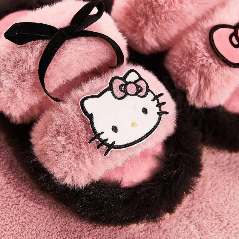 Sanrio Hello Kitty Slippers Exclusively Customized Autumn Winter Warmth Kawaii Cartoon Y2K Girly Sweet Cool Style Plush Slippers