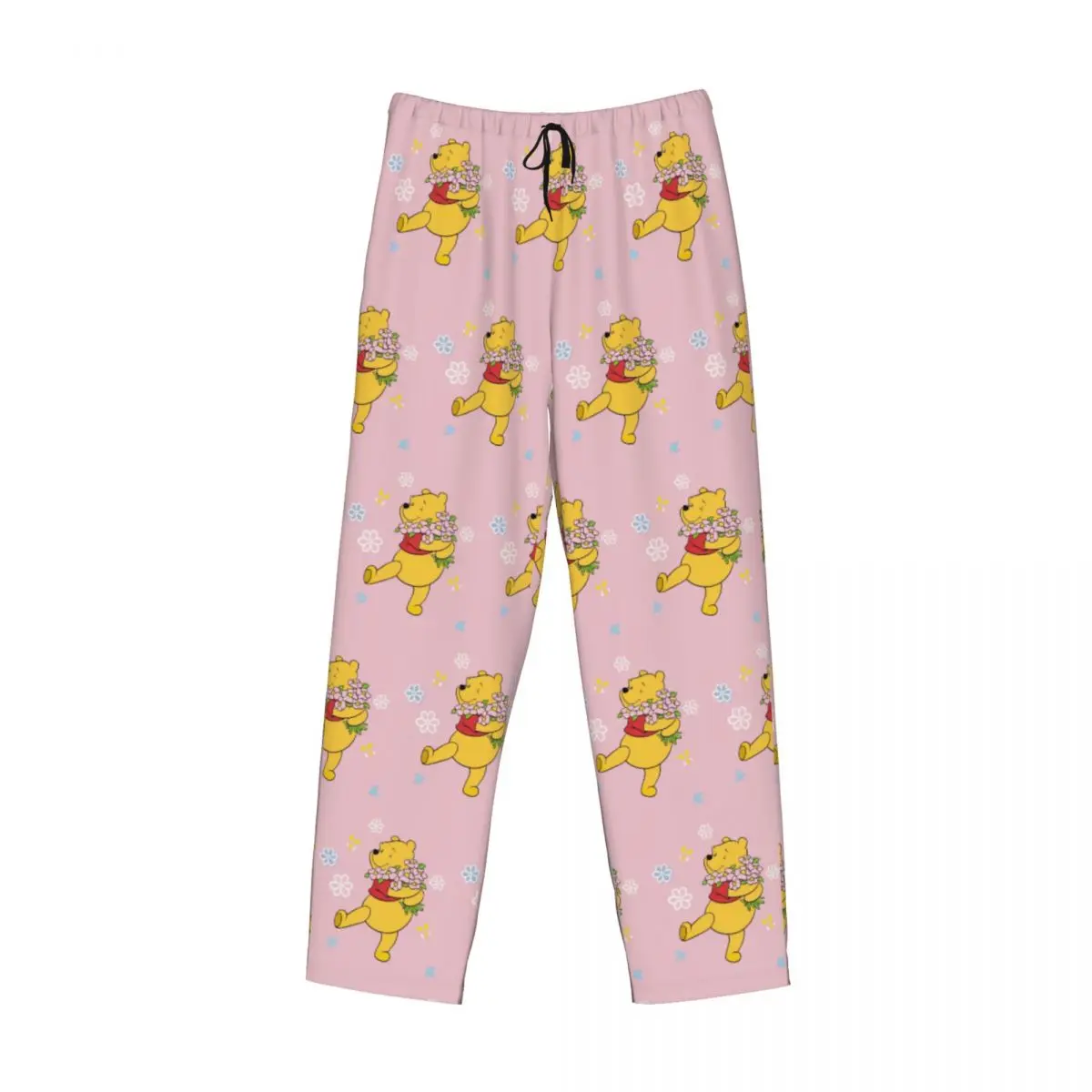 Custom Winnie The Pooh Pajama Pants for Men Cute Cartoon Lounge Sleep Stretch Sleepwear Bottoms with Pockets