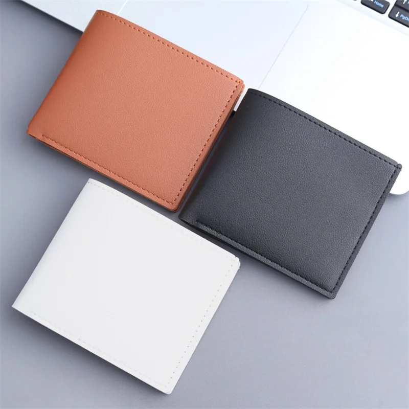 New Men Short PU Leather Wallet Simple Solid Color Thin Male Credit Card Holder Small Money Purses Business Foldable Wallet