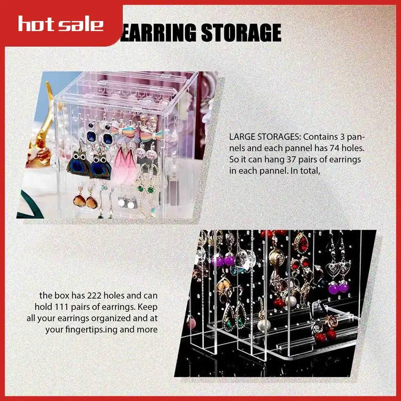 

A33R-Plastic Jewelry Storage Box Earring Display Stand Organizer Holder With 3 Vertical Drawer (Transparent)