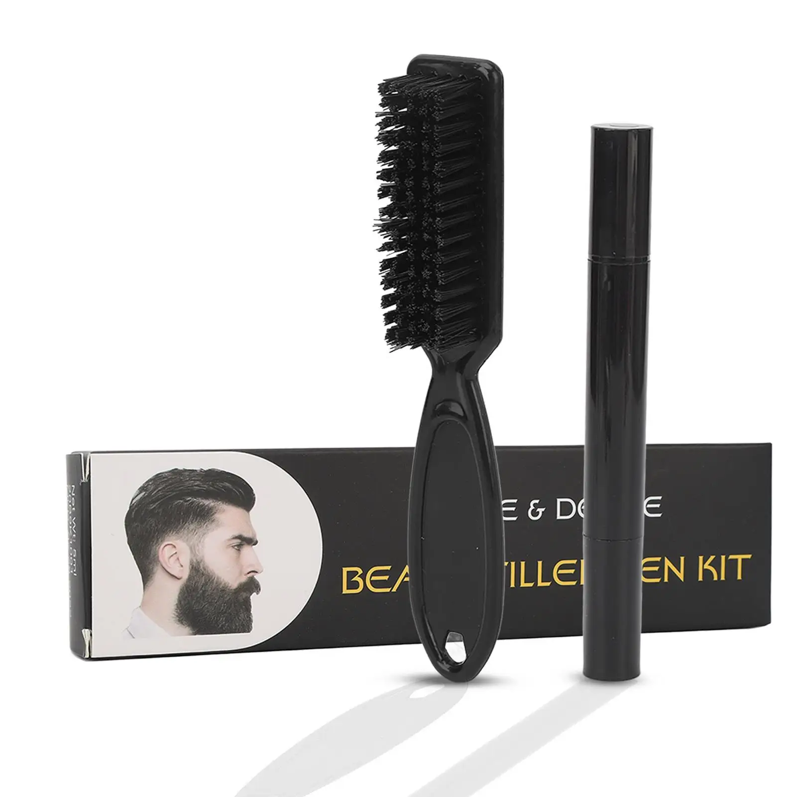 

Portable 3D Beard Styling Pen with Waterproof Fork Tips & Brush - Long Lasting Beard Filler for Men