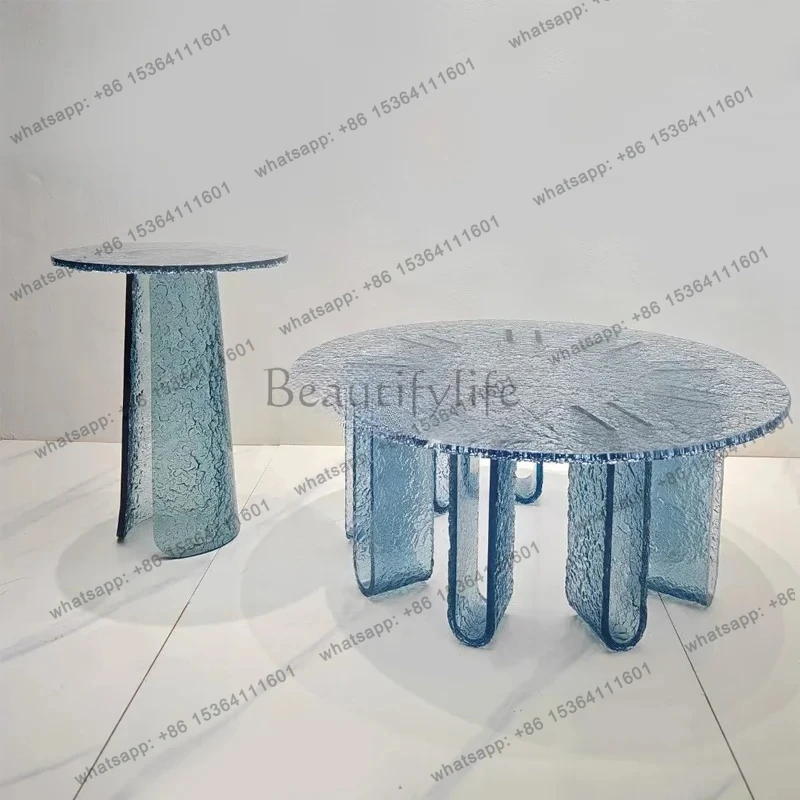modern art Rubik's Cube coffee table new water ripple round movable hotel small apartment corner table