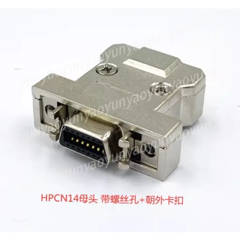 14P Outward Buckle + Screw Hole SCSI Connector Welding Wire Female Iron Shell