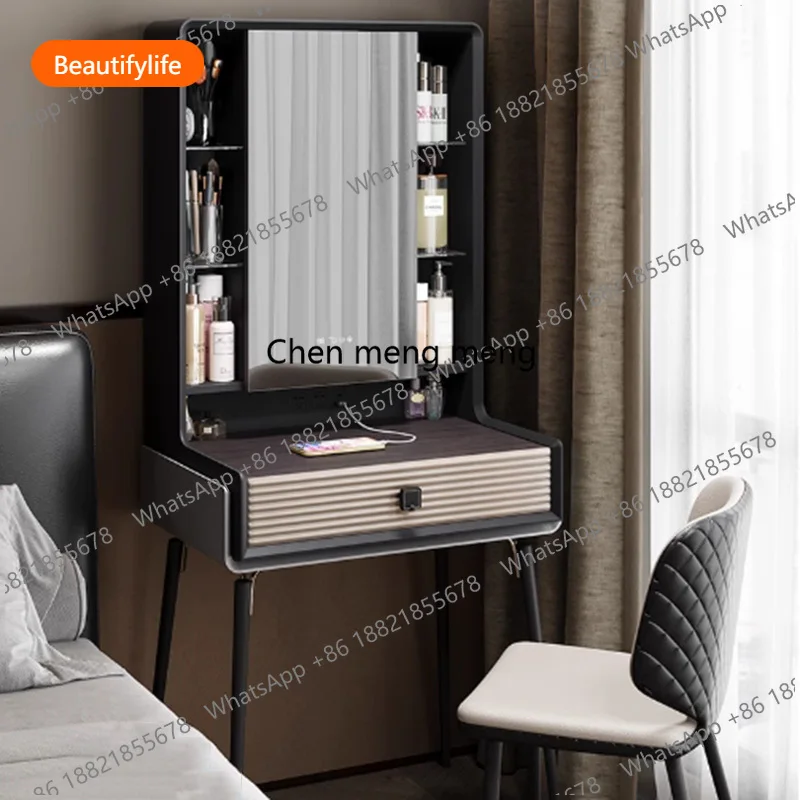 

A16 Black Makeup Vanity Table Mirror Chair Modern Shelf Dressing Table Storage Bedroom Mesa De Maquillaje Lounge Suite Furniture