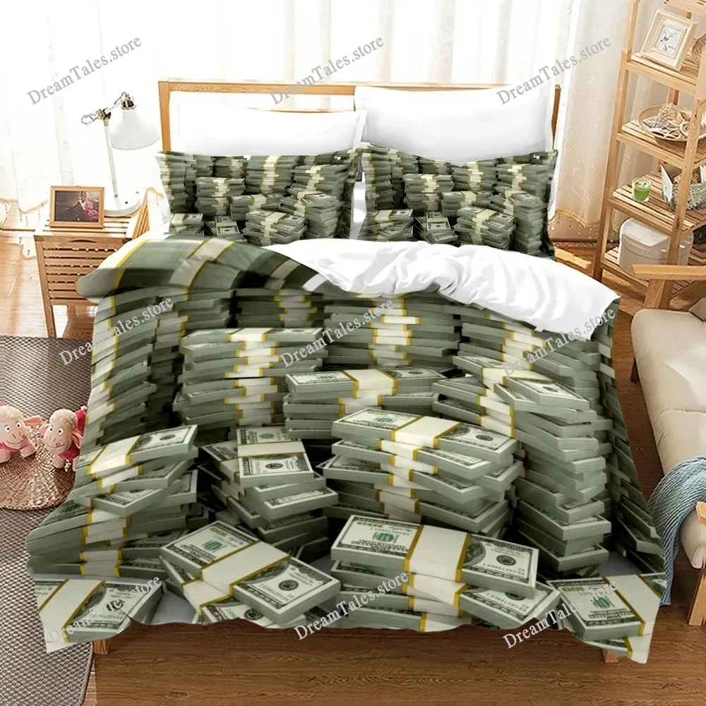 

Money Print Duvet Cover KingQueen Size,Dollar Bills with The Portrait of Ben Franklin,Decorative Polyester Bedding Set741