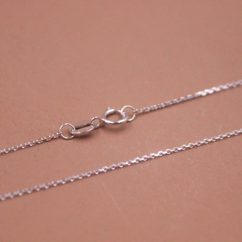 

AU750 Pure 18K White Gold Chain Women 0.9mm Square O Link Necklace 1.1-1.3g 45cm