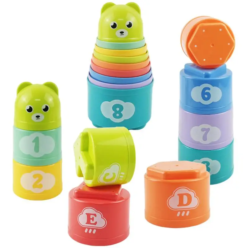 

Number & Letters Baby Stacking Cup Toys Baby Early Educational Toy Nesting Cup Toy Baby Bath Toy Montessori Toy