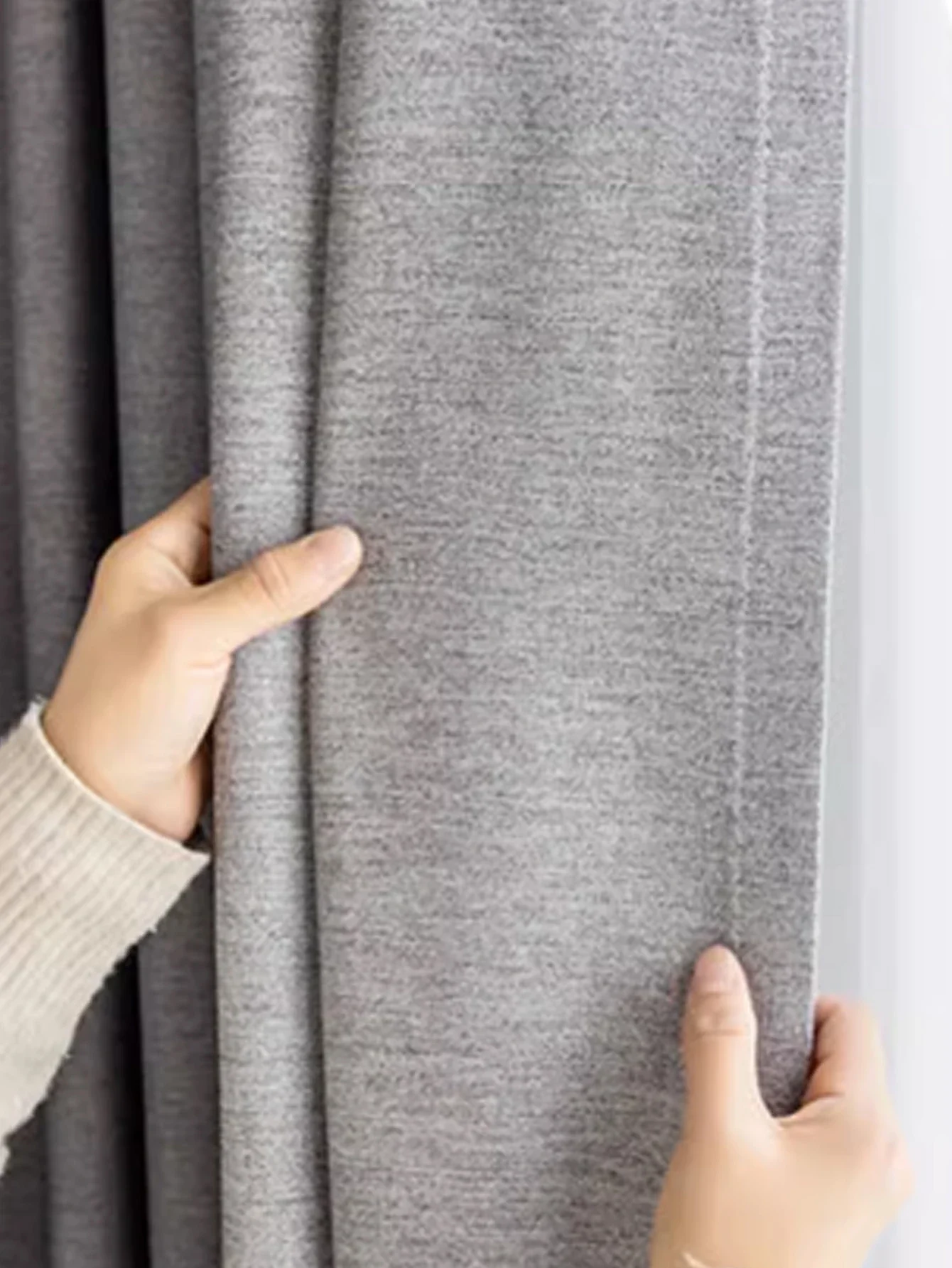 

Ready made 100% Polyester linen blackout Solid color for hotel home window curtains for the living room