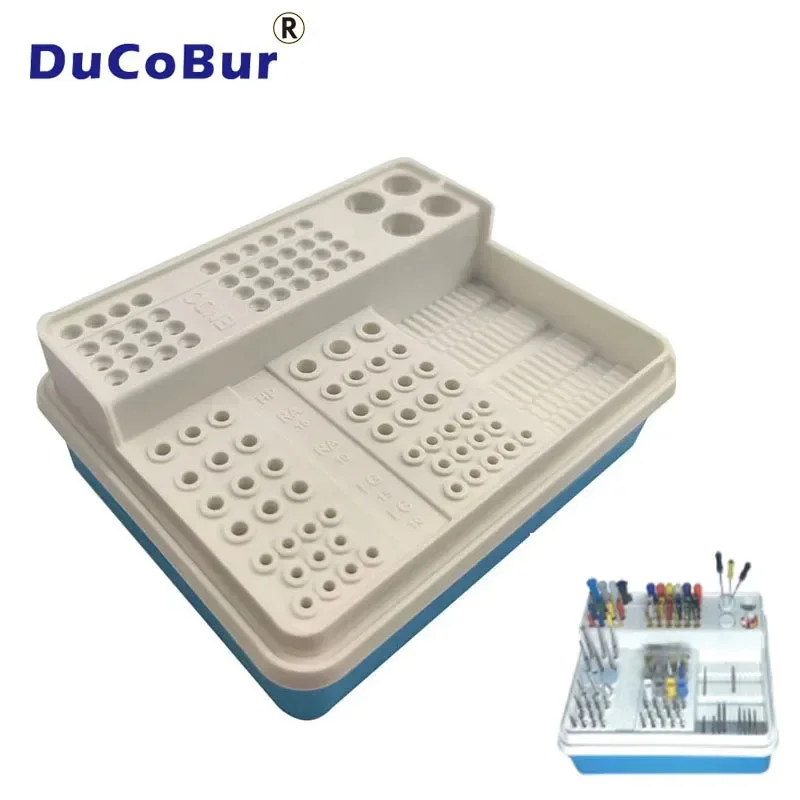 Dental Endo Management Box For Placing Small Appliances 96pcs Holes Dentistry Products Retainers Box Laboratory Tool Blue White